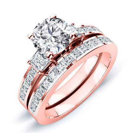 Yellow Bell Diamond Matching Band Only (engagement Ring Not Included) For Ring With Round Center rosegold