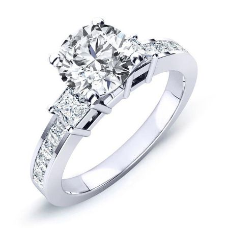 Yellow Bell Moissanite Matching Band Only (engagement Ring Not Included) For Ring With Round Center whitegold