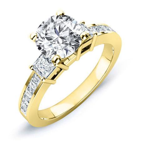 Yellow Bell Moissanite Matching Band Only (engagement Ring Not Included) For Ring With Round Center yellowgold
