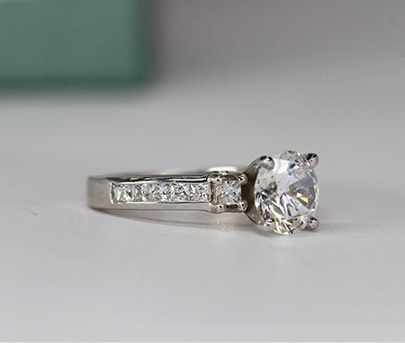 Yellowbell Round Moissanite Engagement Ring whitegold