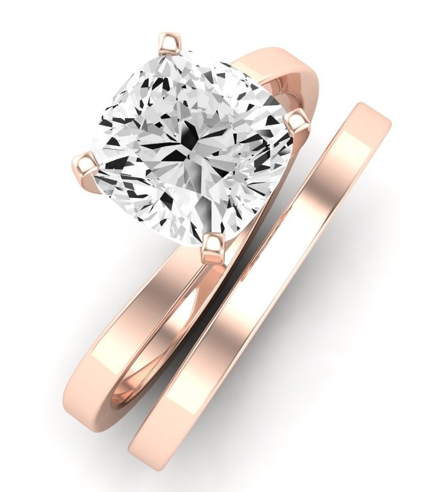 Zinnia Moissanite Matching Band Only ( Engagement Ring Not Included) For Ring With Cushion Center rosegold