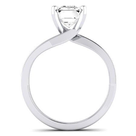 Zinnia Moissanite Matching Band Only ( Engagement Ring Not Included) For Ring With Emerald Center whitegold