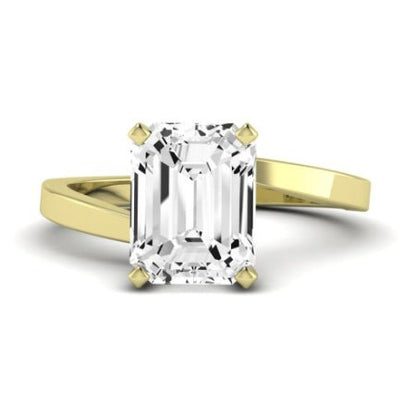 Zinnia Moissanite Matching Band Only ( Engagement Ring Not Included) For Ring With Emerald Center yellowgold