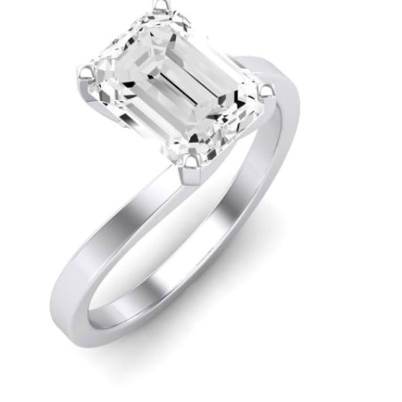 Zinnia Moissanite Matching Band Only ( Engagement Ring Not Included) For Ring With Emerald Center whitegold