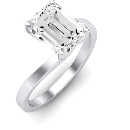 Zinnia Moissanite Matching Band Only ( Engagement Ring Not Included) For Ring With Emerald Center whitegold