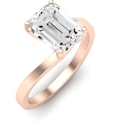 Zinnia Moissanite Matching Band Only ( Engagement Ring Not Included) For Ring With Emerald Center rosegold