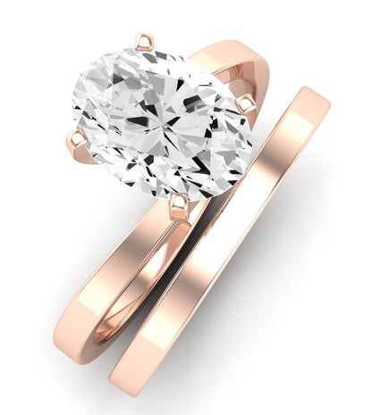 Zinnia Oval Moissanite Bridal Set rosegold