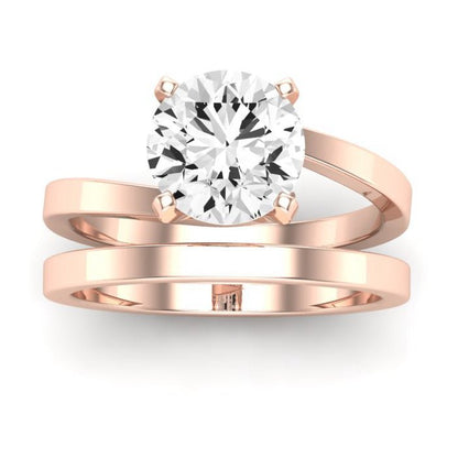 Zinnia Round Moissanite Bridal Set rosegold
